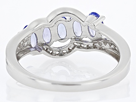 Blue Tanzanite Rhodium Over Sterling Silver Ring 1.18ctw