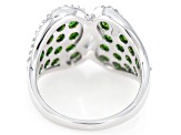 Green Chrome Diopside With White Zircon Rhodium Over Sterling Silver Ring 1.93ctw