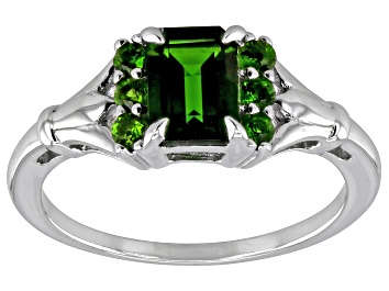 Picture of Green Chrome Diopside Rhodium Over Sterling Silver Ring 1.02ctw