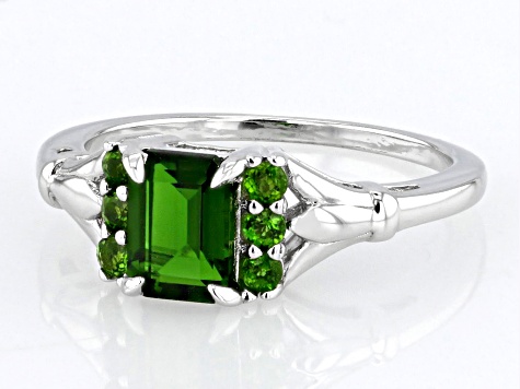 Green Chrome Diopside Rhodium Over Sterling Silver Ring 1.02ctw