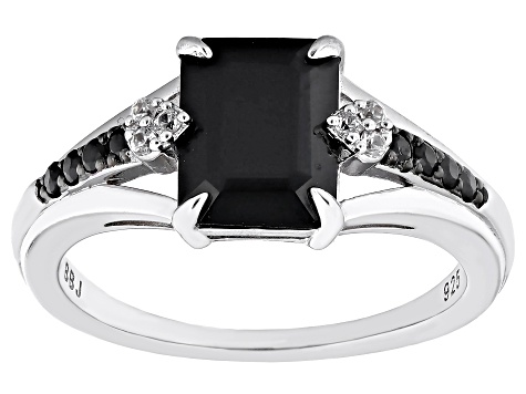 Black Spinel Rhodium Over Sterling Silver Ring 2.85ctw