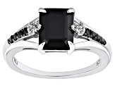 Black Spinel Rhodium Over Sterling Silver Ring 2.85ctw
