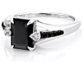 Black Spinel Rhodium Over Sterling Silver Ring 2.85ctw