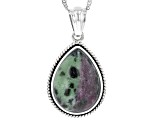 Multicolor Ruby-in- Zoisite Sterling Silver Solitaire Pendant with Chain