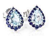 Sky Blue Glacier Topaz Rhodium Over Sterling Silver Stud Earrings 3.02ctw