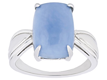 Picture of Blue Angelite Rhodium Over Sterling Silver Solitaire Ring