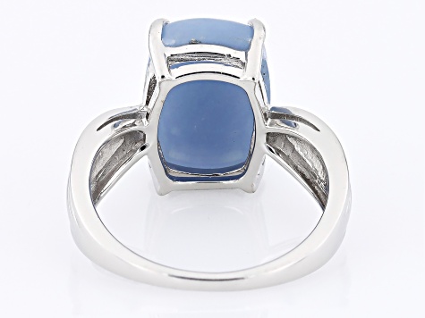 Blue Angelite Rhodium Over Sterling Silver Solitaire Ring