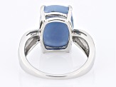 Blue Angelite Rhodium Over Sterling Silver Solitaire Ring