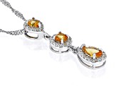 Orange Spessartite Garnet Rhodium Over Silver Pendant With Chain 1.05ctw