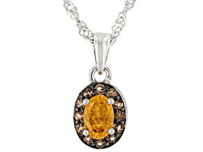 Orange Spessartite Rhodium Over Sterling Silver Pendant With Chain 0.71ctw