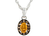 Orange Spessartite Rhodium Over Sterling Silver Pendant With Chain 0.71ctw