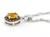 Orange Spessartite Rhodium Over Sterling Silver Pendant With Chain 0.71ctw