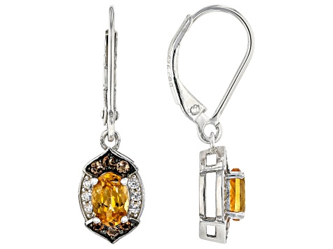 Orange Spessartite Rhodium Over Sterling Silver Earrings 1.43ctw