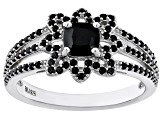 Black Spinel Rhodium Over Sterling Silver Ring 0.91ctw