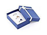 Blue Star Sapphire Rhodium Over Silver Ring Set