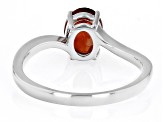 Red Hessonite Rhodium Over Sterling Silver Solitaire Ring