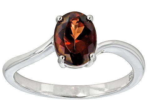 Red Labradorite Rhodium Over Sterling Silver Solitaire Ring 1.00ct