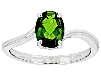 Picture of Green Chrome Diopside Rhodium Over Sterling Silver Solitaire Ring 1.00ct