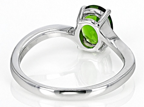 Green Chrome Diopside Rhodium Over Sterling Silver Solitaire Ring 1.00ct