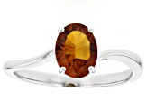 Orange Madeira Citrine Rhodium Over Sterling Silver Solitaire Ring 1.00ct