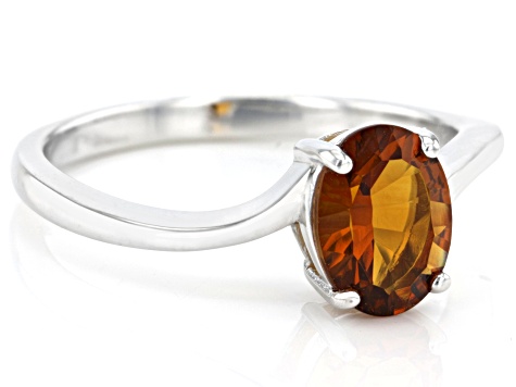 Orange Madeira Citrine Rhodium Over Sterling Silver Solitaire Ring 1.00ct