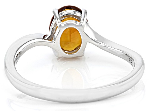 Orange Madeira Citrine Rhodium Over Sterling Silver Solitaire Ring 1.00ct