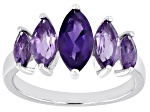 Purple Amethyst Rhodium Over Silver Ring 2.06ctw