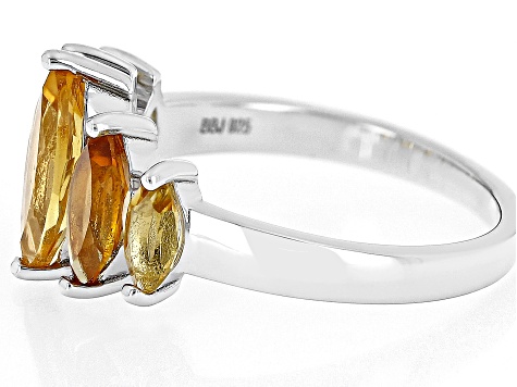 Orange Madeira Citrine Rhodium Over Sterling Silver Ring 2.01ctw