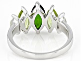 Green Chrome Diopside Rhodium Over Sterling Silver Ring 2.47ctw
