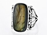 Gray Labradorite Sterling Silver Solitaire Ring