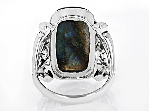 Gray Labradorite Sterling Silver Solitaire Ring