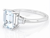 Blue Aquamarine Rhodium Over Sterling Silver Ring 1.97ctw