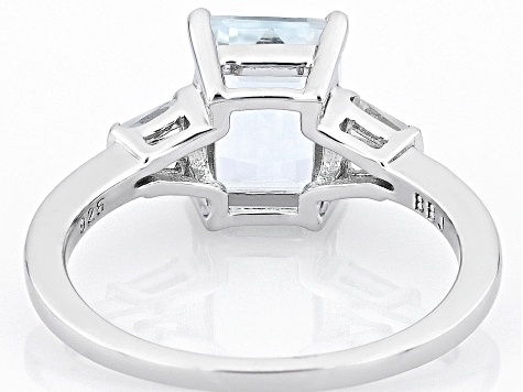 Blue Aquamarine Rhodium Over Sterling Silver Ring 1.97ctw