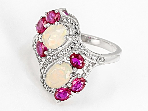 Multicolor Ethiopian Rhodium Over Silver Ring 1.80ctw
