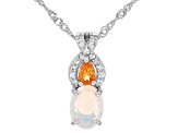 Multicolor Ethiopian Rhodium Over Silver Pendant Chain 0.81ctw