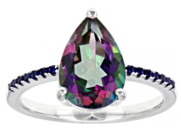 Picture of Green Mystic Fire® Topaz Rhodium Over Sterling Silver Ring 3.15ctw