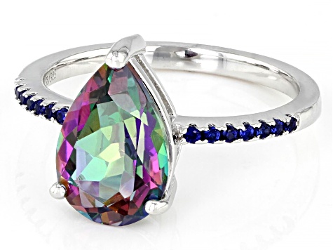 Green Mystic Fire® Topaz Rhodium Over Sterling Silver Ring 3.15ctw