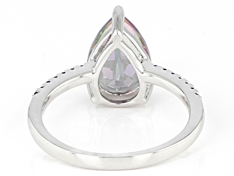 Green Mystic Fire® Topaz Rhodium Over Sterling Silver Ring 3.15ctw
