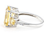 Yellow Citrine Rhodium Over Silver Ring 5.63ctw