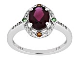 Raspberry Rhodolite Rhodium Over Sterling Silver Ring 1.93ctw