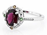 Raspberry Rhodolite Rhodium Over Sterling Silver Ring 1.93ctw