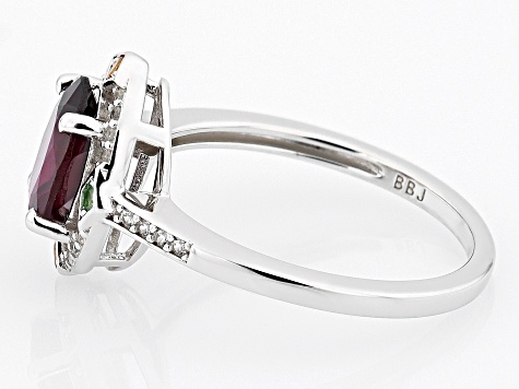 Raspberry Rhodolite Rhodium Over Sterling Silver Ring 1.93ctw