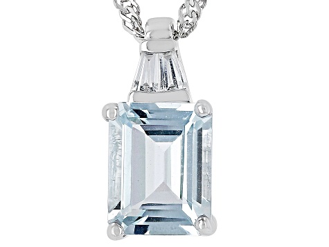 Blue Aquamarine Rhodium Over Silver Pendant With Chain 1.84ctw