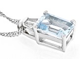 Blue Aquamarine Rhodium Over Silver Pendant With Chain 1.84ctw