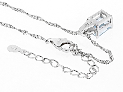 Blue Aquamarine Rhodium Over Silver Pendant With Chain 1.84ctw