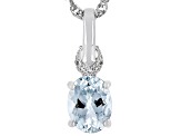 Blue Aquamarine Rhodium Over Silver Pendant With Chain 1.46ctw