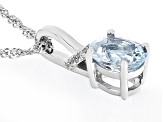 Blue Aquamarine Rhodium Over Silver Pendant With Chain 1.46ctw