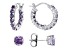 Purple Amethyst Rhodium Over Sterling Silver Studs And Hoop Earrings Set 2.66ctw