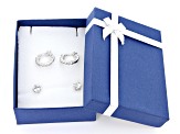 White Topaz Rhodium Over Sterling Silver Studs And Hoop Earrings Set 3.16ctw