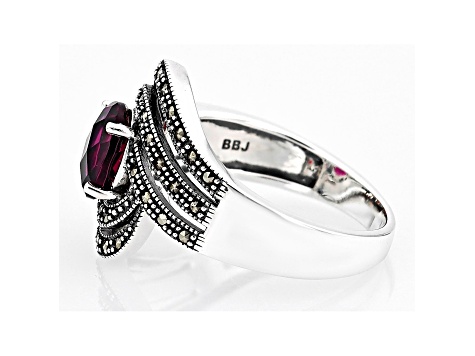 Magenta Rhodolite Rhodium Over Sterling Silver Ring 1.50ctw